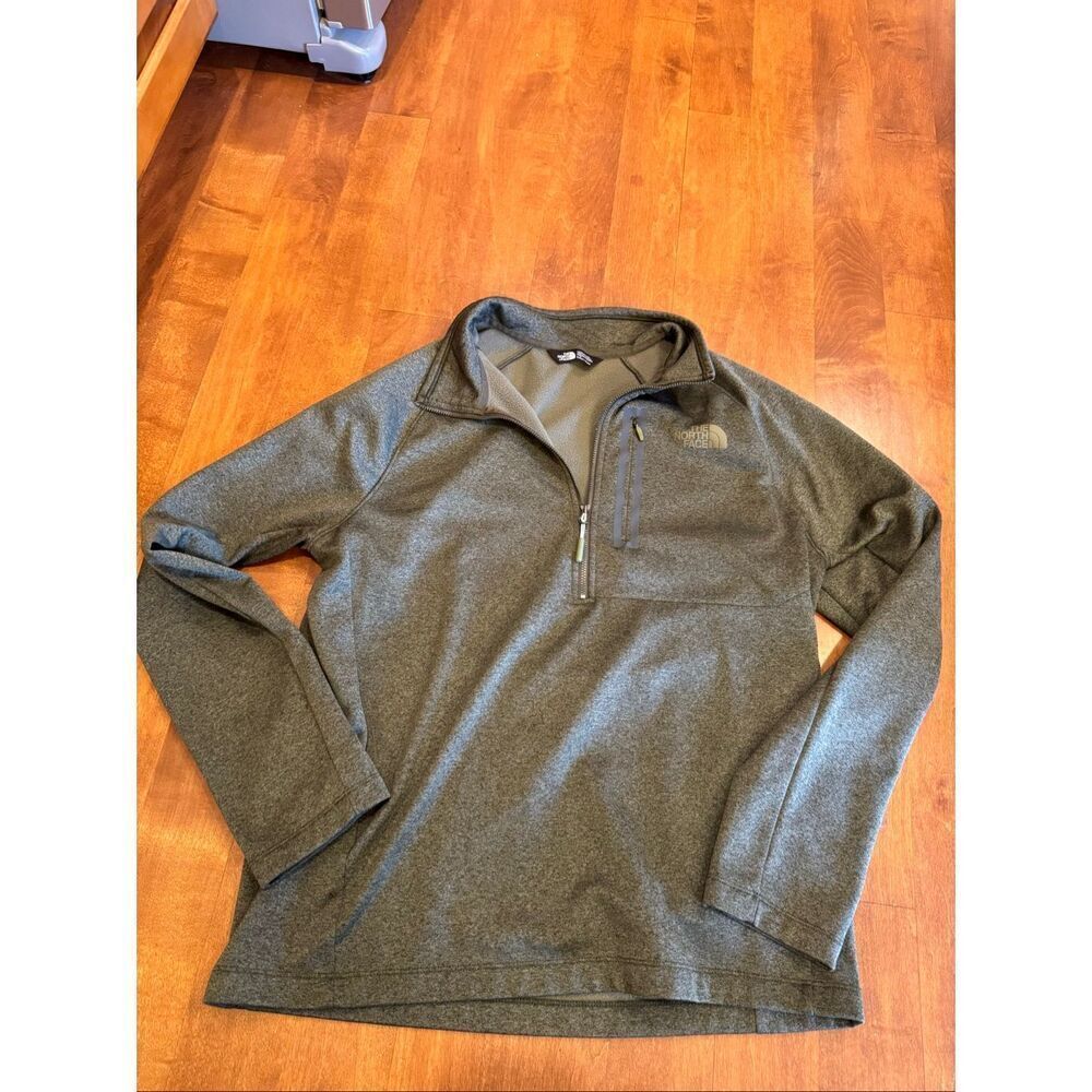 The North Face Mens Large Olive Green Quarter Zip Pullover Fleece Jacket 1/4 Zip